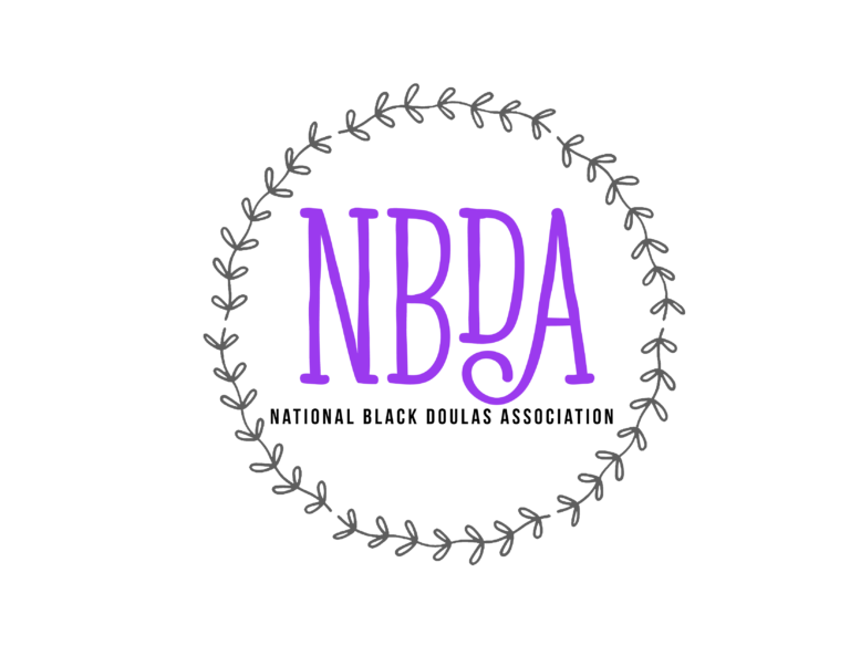 National Black Doulas Association Logo. Logo is purple and black